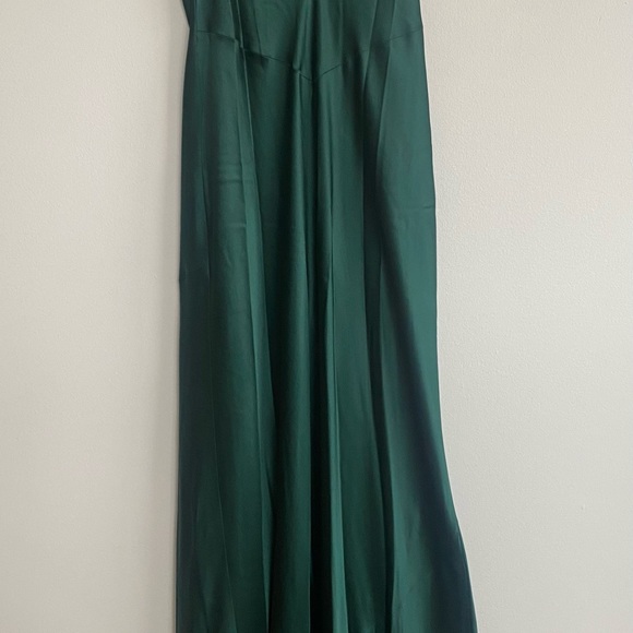 Serita Bias-Cut Silk Charmeuse Maxi Gown In Botanical Green - Picture 6 of 13